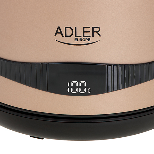 Adler grelnik vode 1,7L z LCD zaslonom/nastavitev temperature šampanjec barva AD1295
