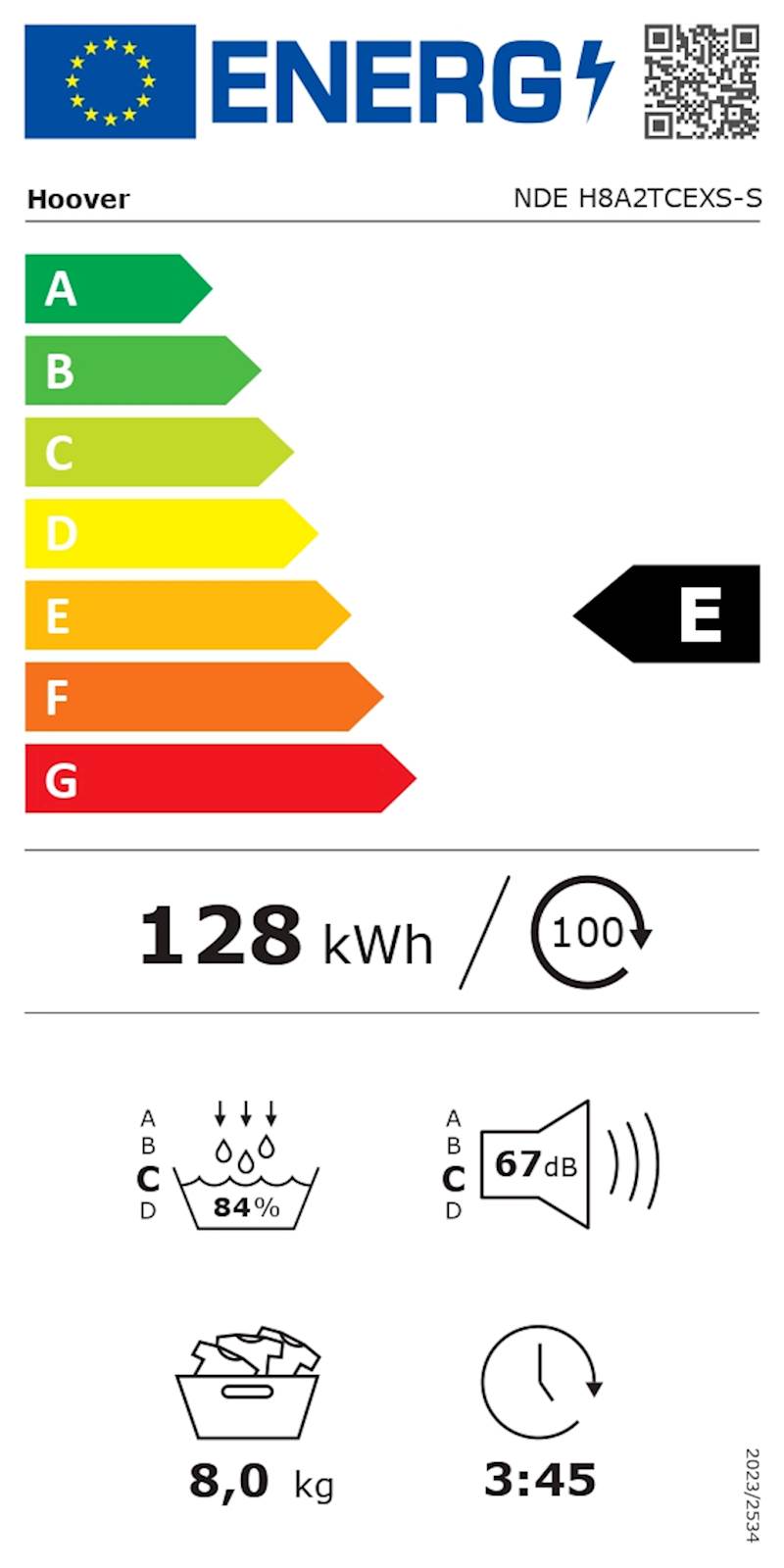 Sušilni stroj HOOVER NDE H8A2TCEXS-S Sušilni stroj HOOVER NDE H8A2TCEXS-S