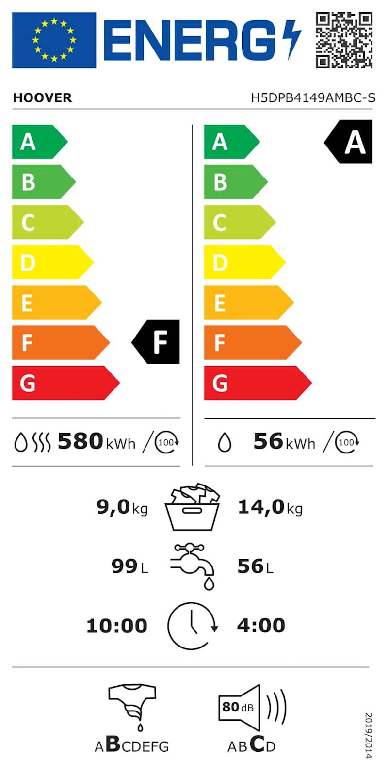 Pralno-sušilni stroj HOOVER H5DPB4149AMBC-S Pralno-sušilni stroj HOOVER H5DPB4149AMBC-S