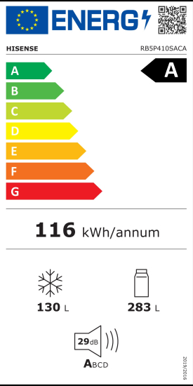 Hisense kombiniran hladilnik RB5P410SACA H:253L, Z:130L,2030x595x694mm