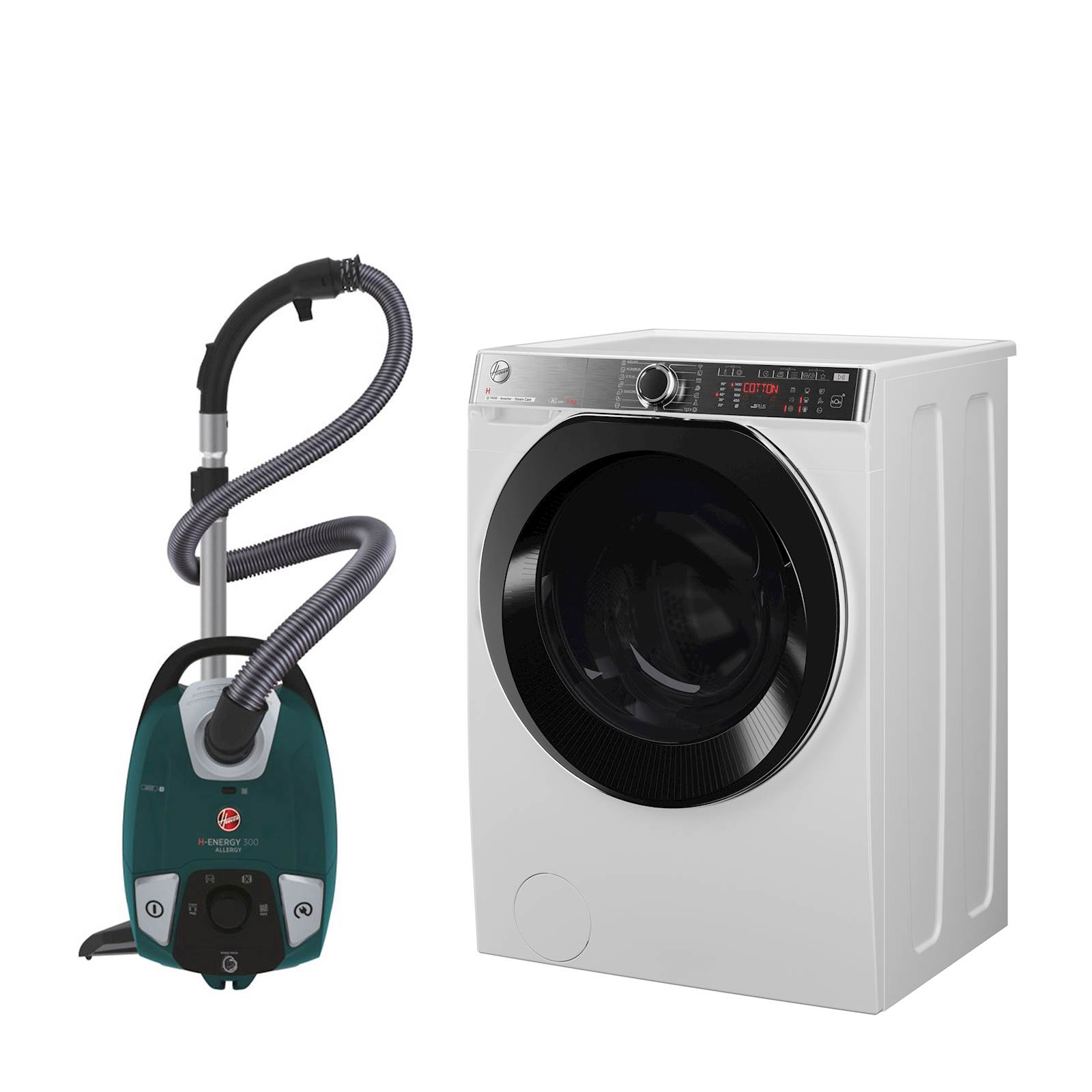 KOMPLET Pralni stroj HOOVER H5WPB49AMBC8/1-S + Sesalnik HOOVER HE330ALG 011 KOMPLET Pralni stroj HOOVER H5WPB49AMBC8/1-S + Sesalnik HOOVER HE330ALG 011