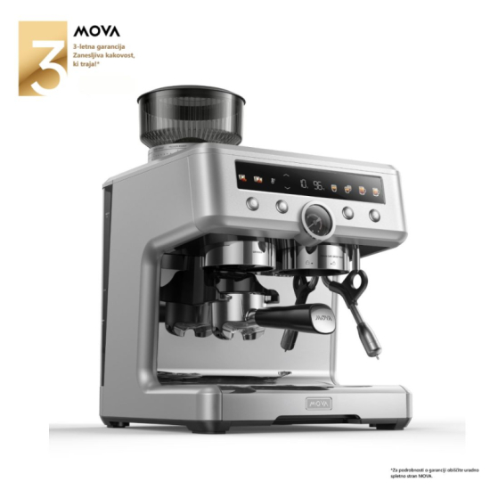 MOVA S20 Pro srebrn kavni aparat z vgrajenim mlinčkom
